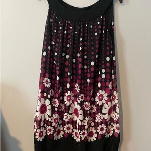 CONNECTED Apparel Black Sleeveless Dress Size 10 with flowers & polka dots